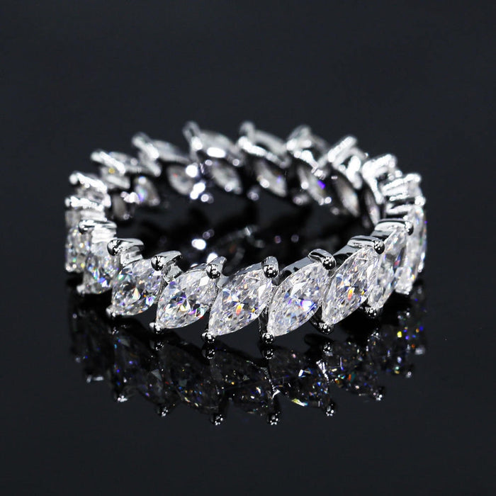 Women's S925 Moissanite Leaf Link Ring - Different Drips
