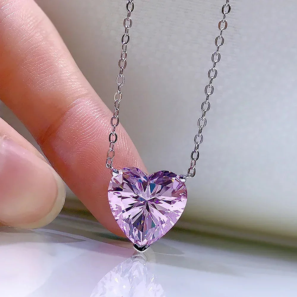 Women's S925 Heart Cut Moissanite Diamond Pendant - Different Drips