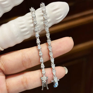 Women's S925 Moissanite Diamond Tear Drop Link Bracelet - Different Drips