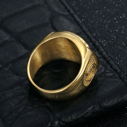San Judas Black Enamel Signet Ring - Different Drips