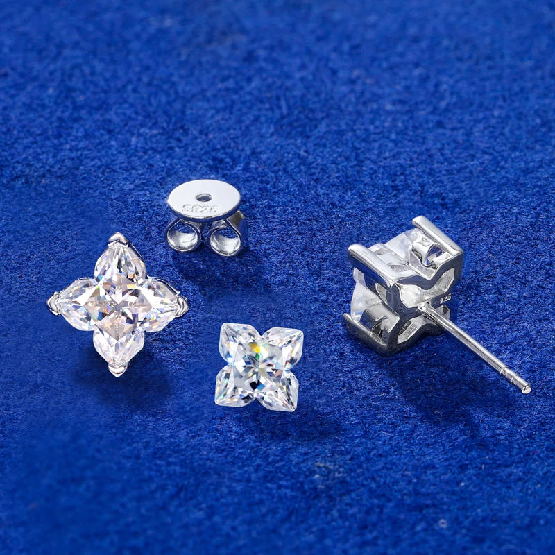 925 Sterling Silver Lily Cut Moissanite Stud Earrings - Different Drips
