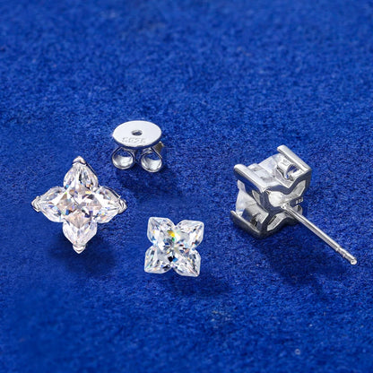 925 Sterling Silver Lily Cut Moissanite Stud Earrings - Different Drips