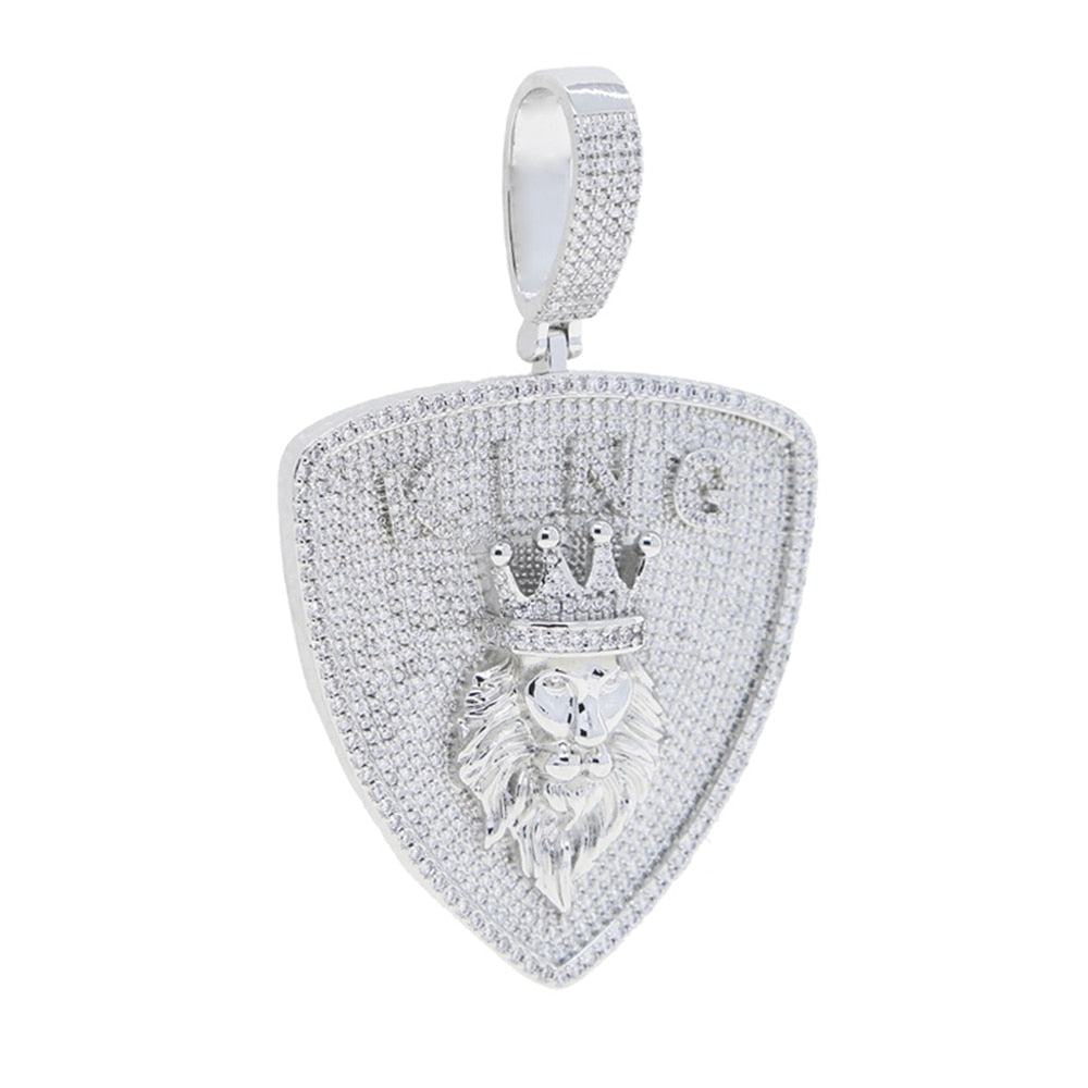 Iced Out King Shield Pendant - Different Drips