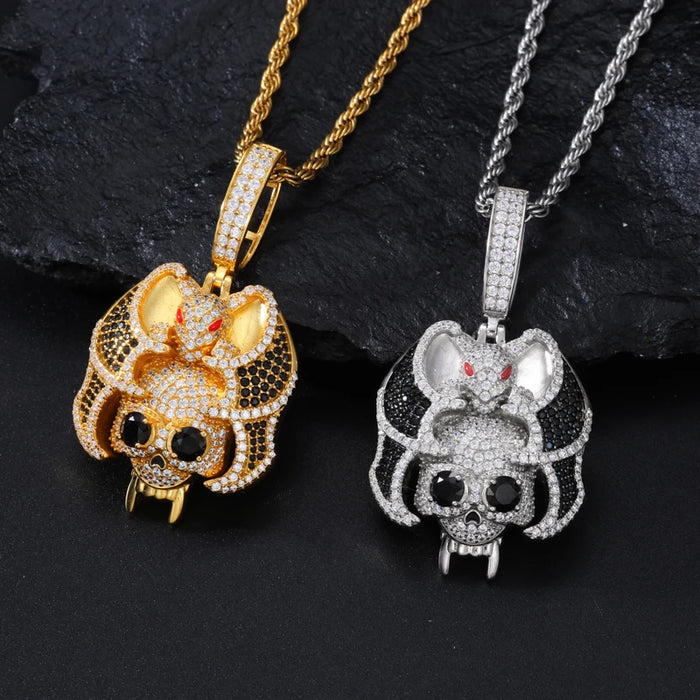 S925 Moissanite Diamond Bat Skull Pendant - Different Drips