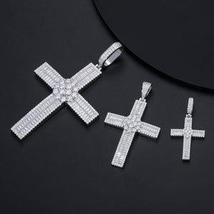 S925 Moissanite Baguette Cross Pendant - Different Drips