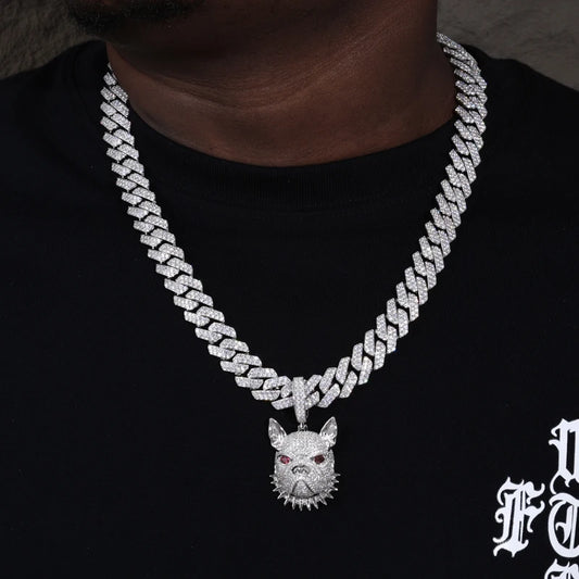Iced Moissanite Bulldog Head Pendant - Different Drips