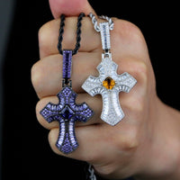 Thumbnail for Baguette Gem Stone Cross Pendant - Different Drips