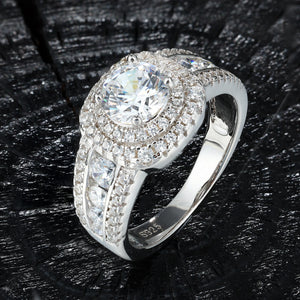 Moissanite Round Halo Engagement-Style Ring - Different Drips