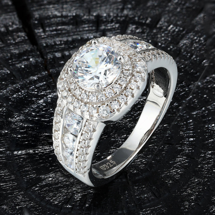 Moissanite Round Halo Engagement-Style Ring - Different Drips
