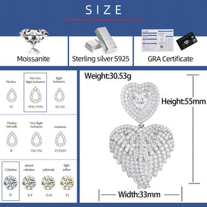 S925 Moissanite Angel Wing Heart Pendant - Different Drips