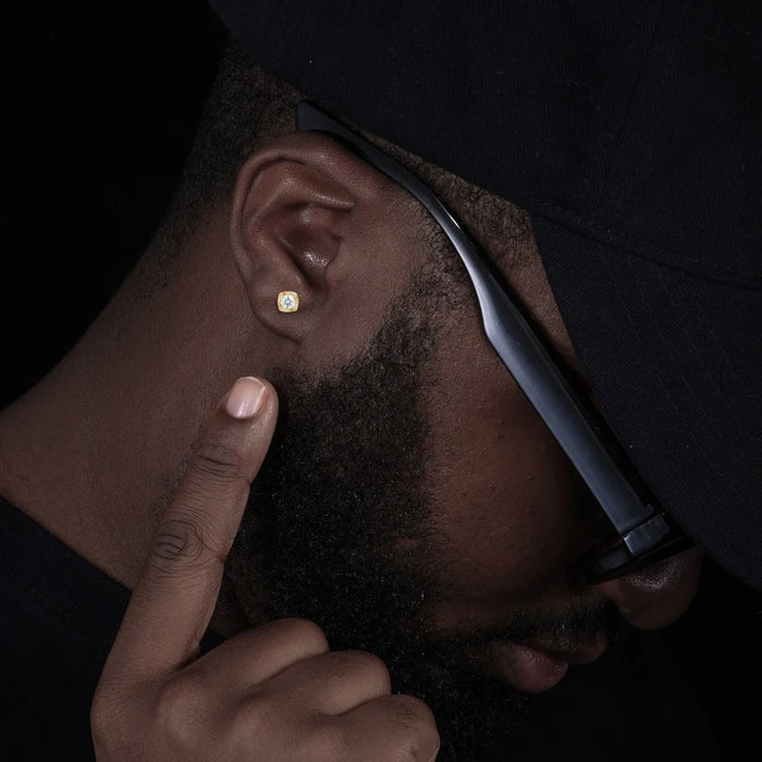 S925 Moissanite Diamond Cushion Halo Stud Earrings - Different Drips