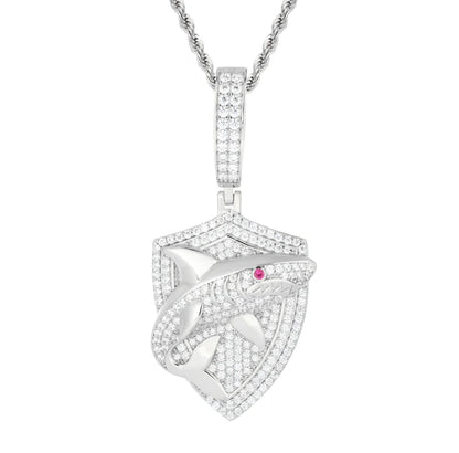 S925 Moissanite Shark Shield Pendant - Different Drips