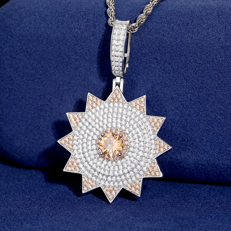 S925 Moissanite Diamond Sunburst Pendant - Different Drips