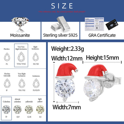 S925 Moissanite Diamond Santa Stud Earrings - Different Drips