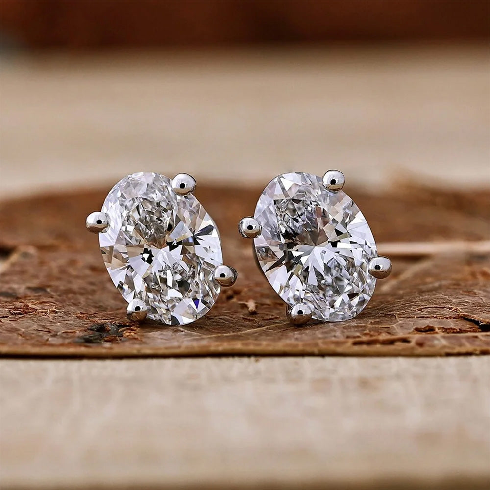 Women's S925 Oval Cut Moissanite Diamond Stud Earrings - Different Drips