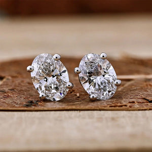 Women's S925 Oval Cut Moissanite Diamond Stud Earrings - Different Drips