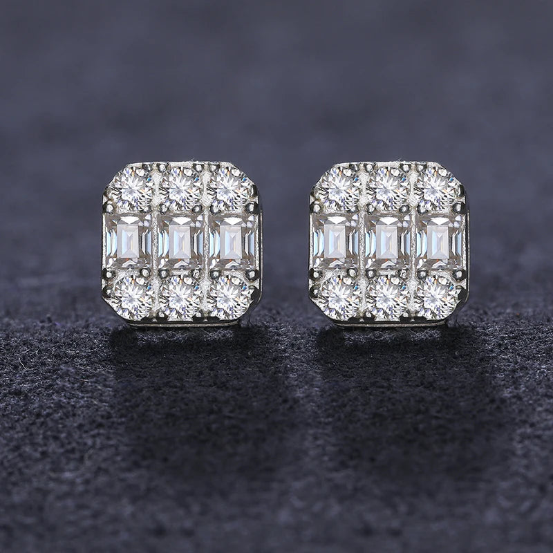 7mm S925 Moissanite Baguette Earrings - Different Drips