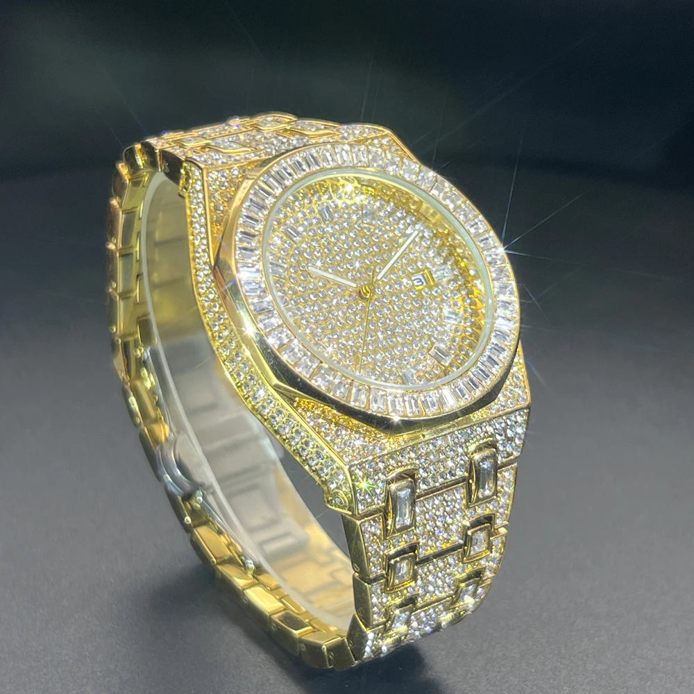 Bust Down Green Emerald Baguette Watch - Different Drips