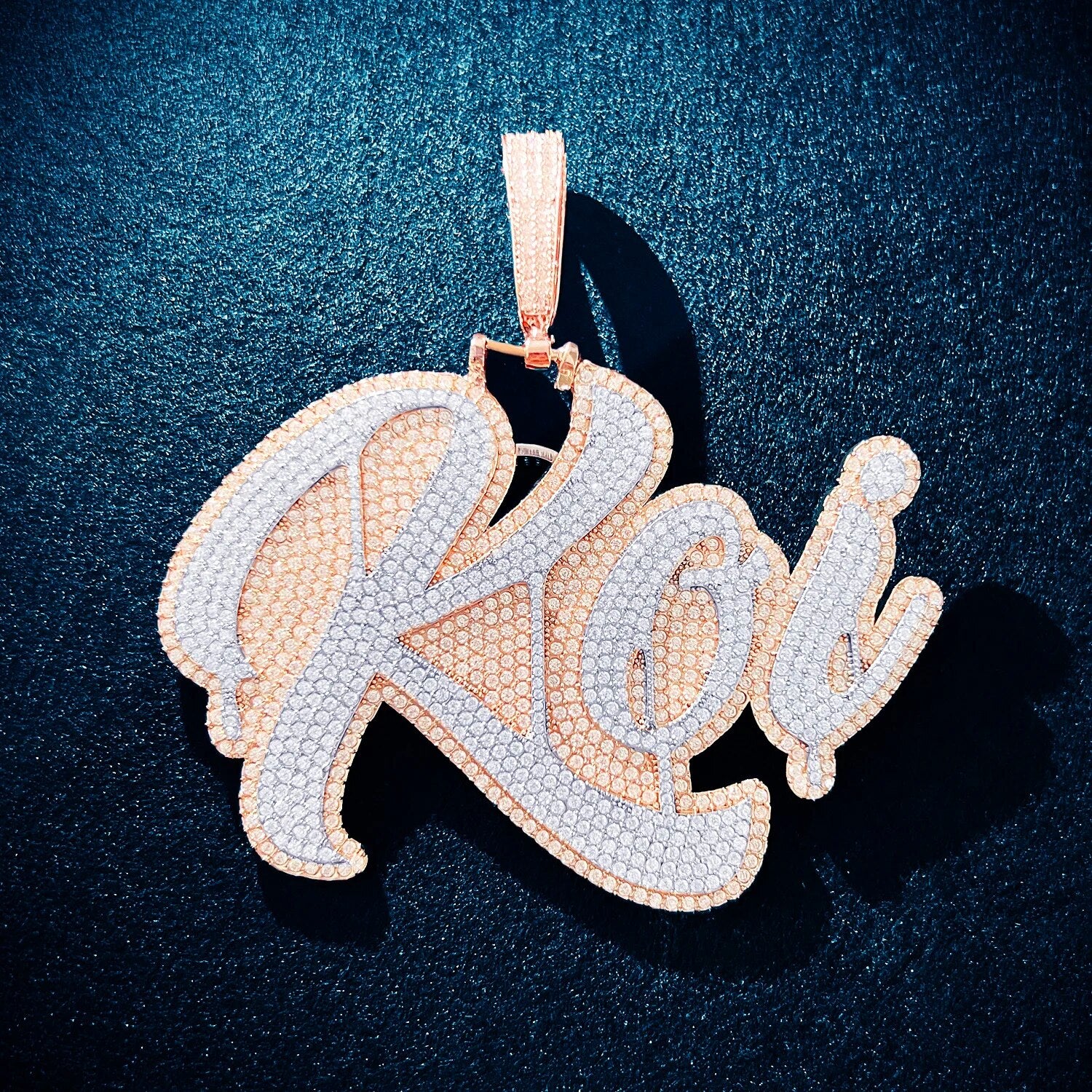 Big Layered Cursive Custom Letter Pendant - Different Drips