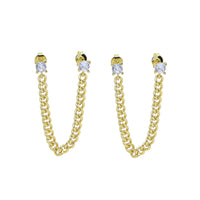 Thumbnail for S925 Women's Double Pierced Cuban Stud Earrings - Different Drips