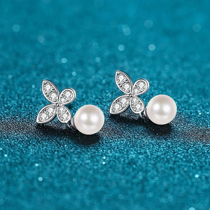 Women's S925 Moissanite Diamond Pearl Butterfly Earrings - Different Drips