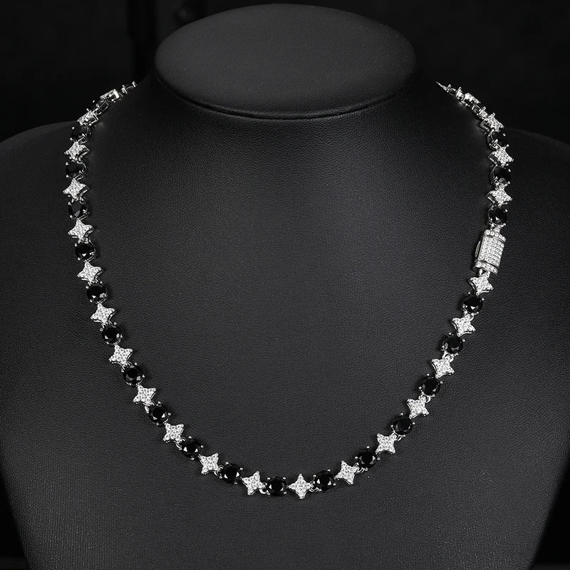 8mm S925 Black Moissanite Star Link Tennis Chain - Different Drips