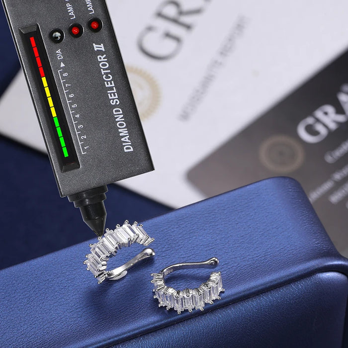 S925 Moissanite Baguette Huggie Earrings - Different Drips