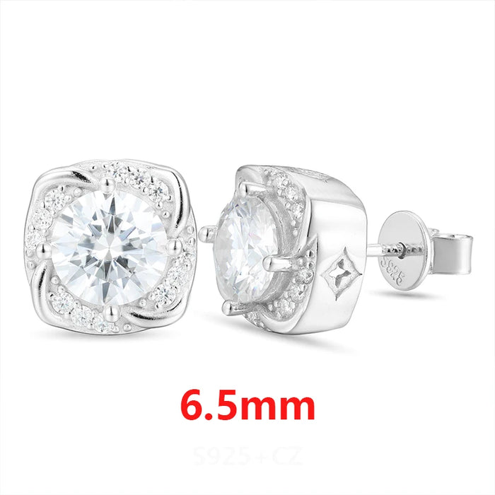 S925 Moissanite Diamond Cushion Halo Stud Earrings - Different Drips