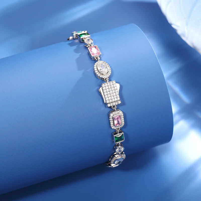 8-10mm S925 Luminous Enamel Cross Tennis Bracelet - Different Drips