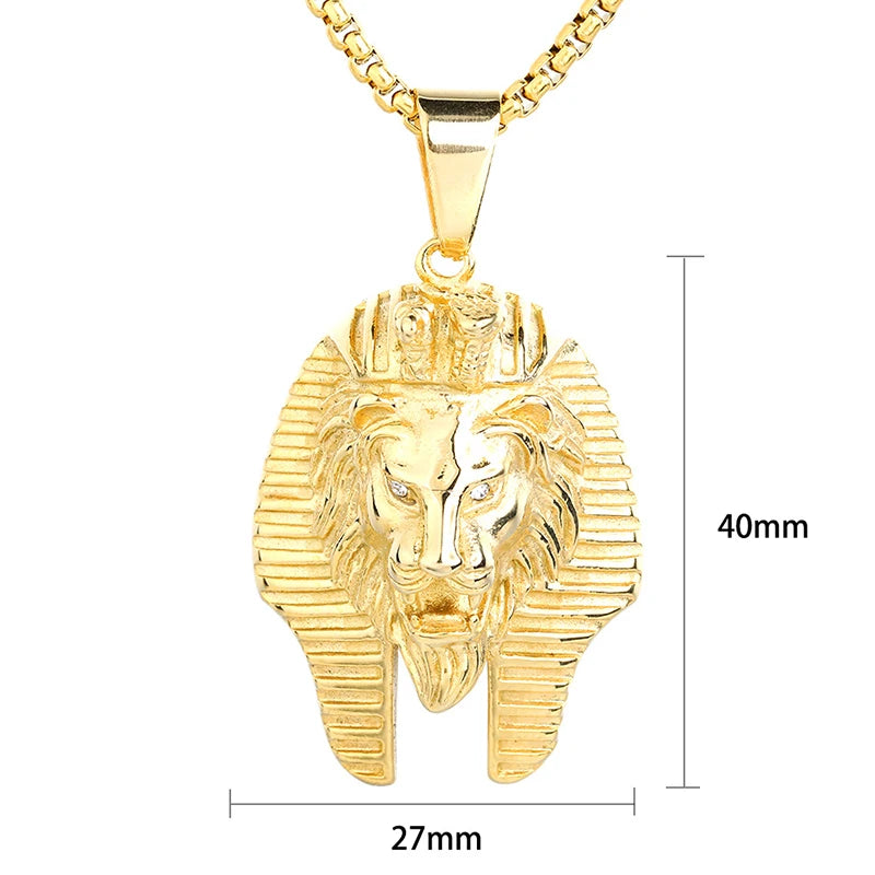 18k Gold Plated Pharaoh Lion Head Pendant - Different Drips