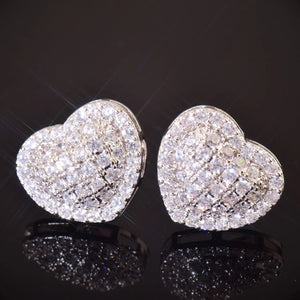 13mm Heart Pave Earrings - Different Drips