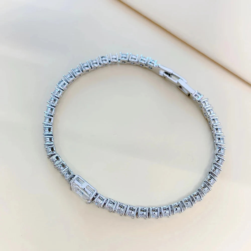 Women's S925 Emerald Cut Moissanite Tennis Bracelet - Different Drips