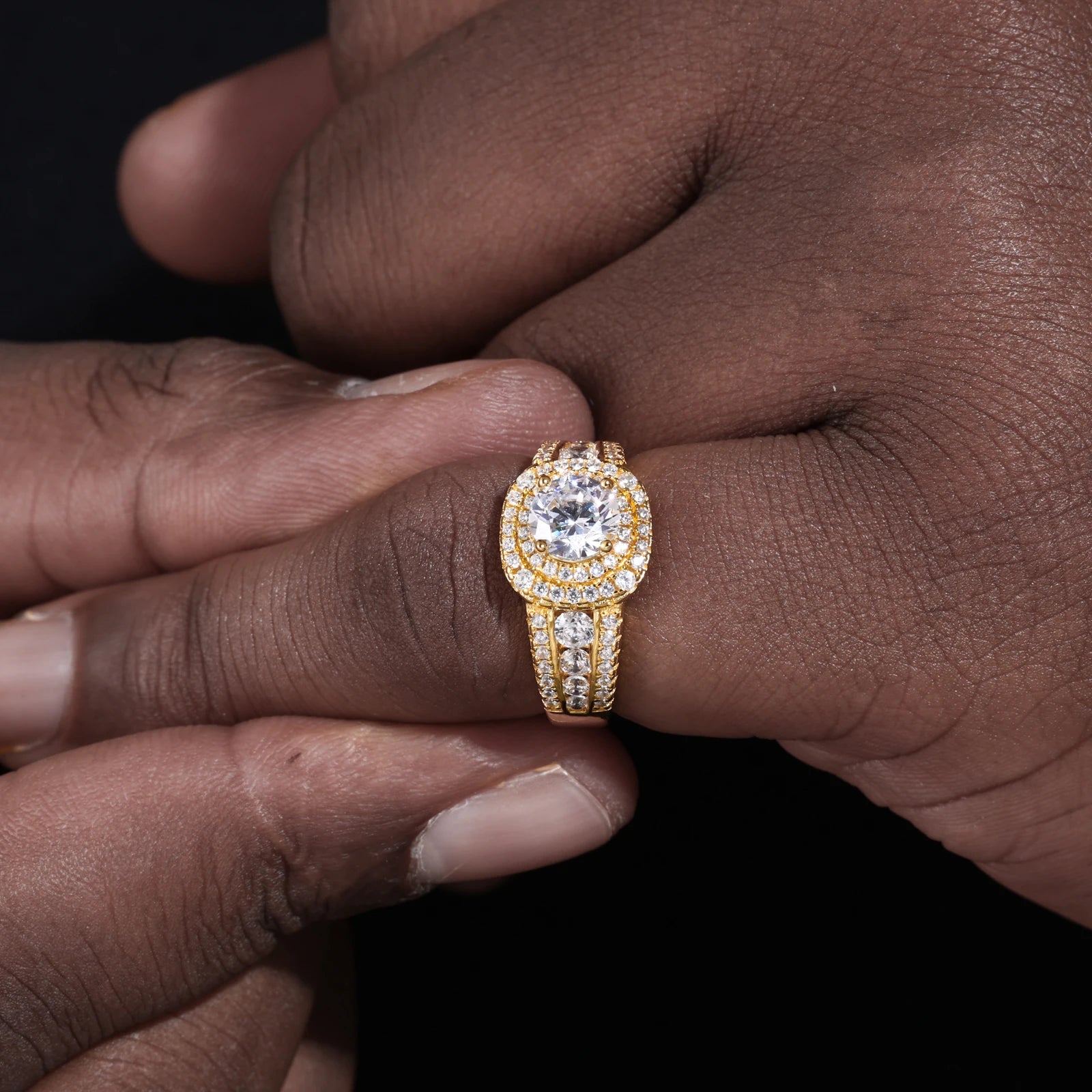 Moissanite Round Halo Engagement-Style Ring - Different Drips