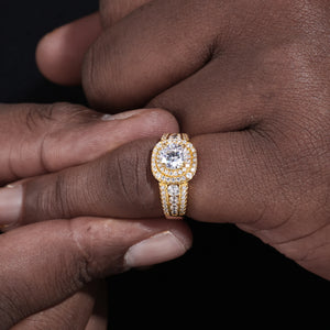 Moissanite Round Halo Engagement-Style Ring - Different Drips