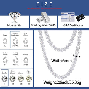 6mm S925 Moissanite Diamond V Cluster Chain - Different Drips