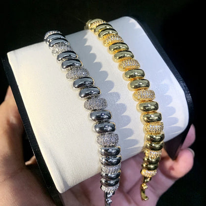 Iced Out Polished Beaded Link Choker Chain - Different Drips