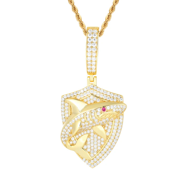 S925 Moissanite Shark Shield Pendant - Different Drips