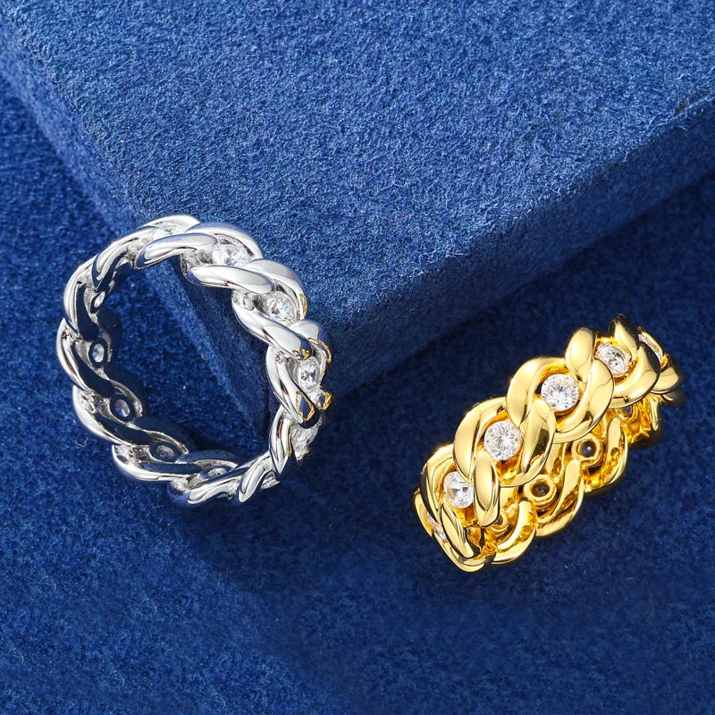 Cuban Link Moissanite Eternity Band Ring - Different Drips
