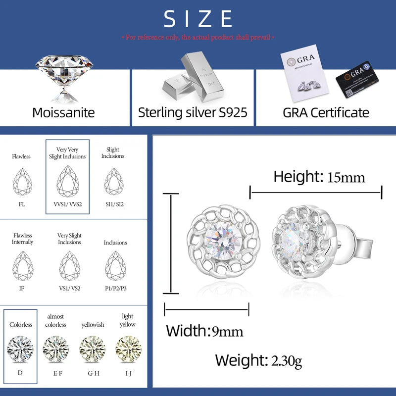 925 Sterling Silver Cuban Link Halo Stud Earrings - Different Drips