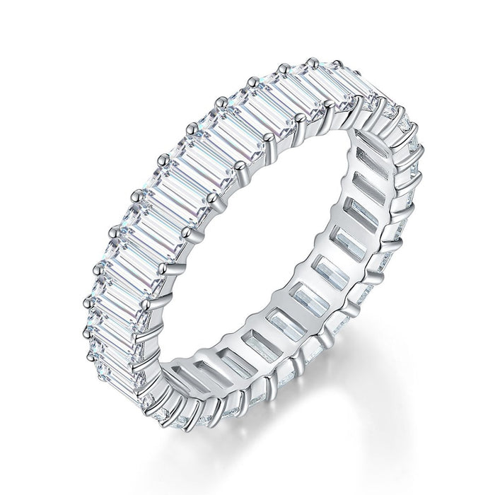 Women's S925 Moissanite Baguette Eternity Band Ring - Different Drips