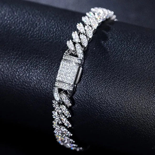 8mm S925 Raised Moissanite Diamond Cuban Bracelet - Different Drips