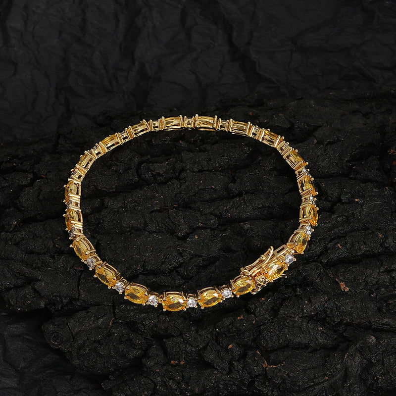 Yellow Oval Stone Tennis Bracelet - Different Drips