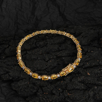 Yellow Oval Stone Tennis Bracelet - Different Drips