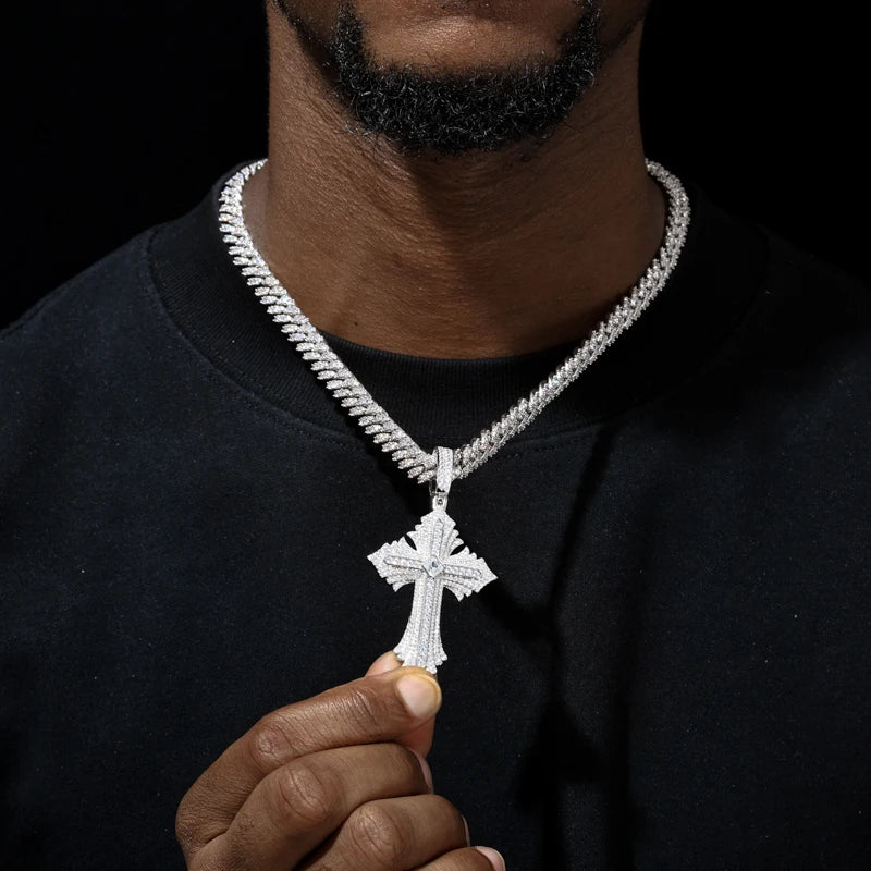 S925 Moissanite Diamond Multi Layered Royal Cross Pendant - Different Drips