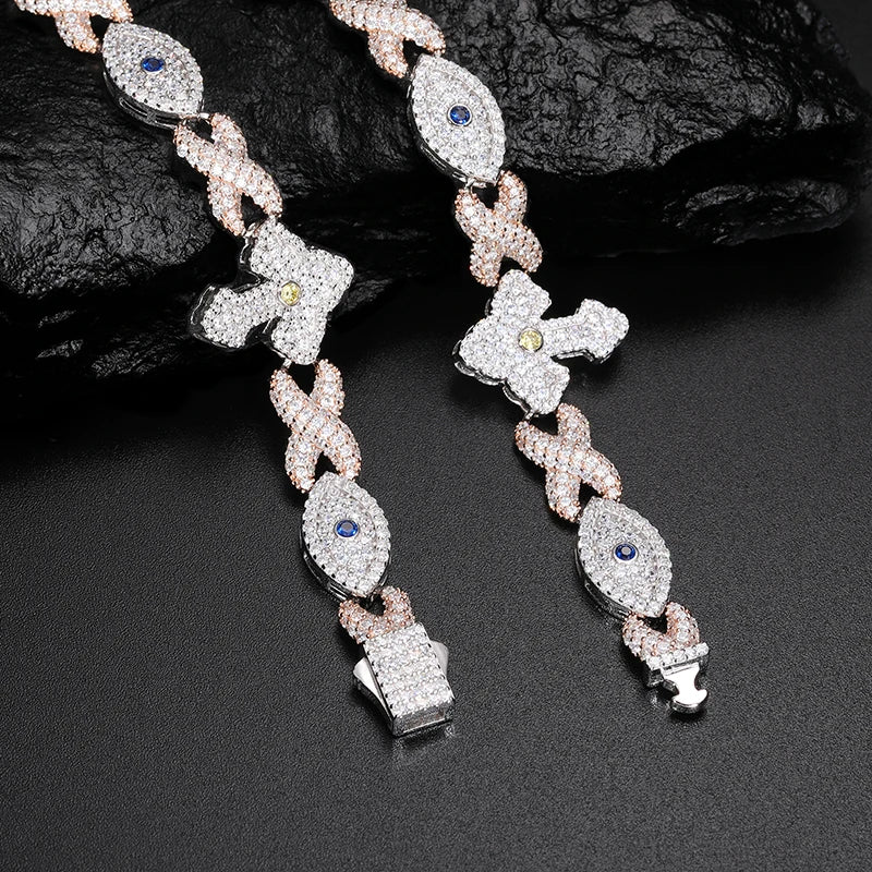 S925 Moissanite Eye Cross Infinity Link Chain - Different Drips