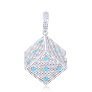 S925 Moissanite Glow In The Dark Dice Pendant - Different Drips