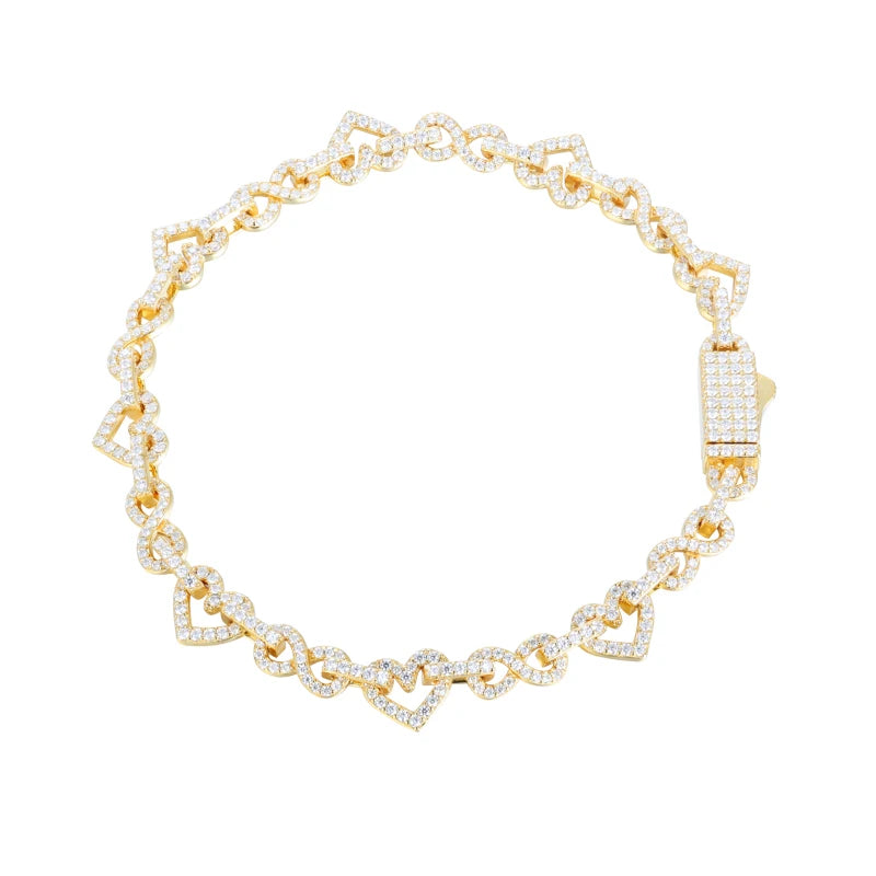 8mm S925 Moissanite Diamond Heart / Infinity Link Bracelet - Different Drips