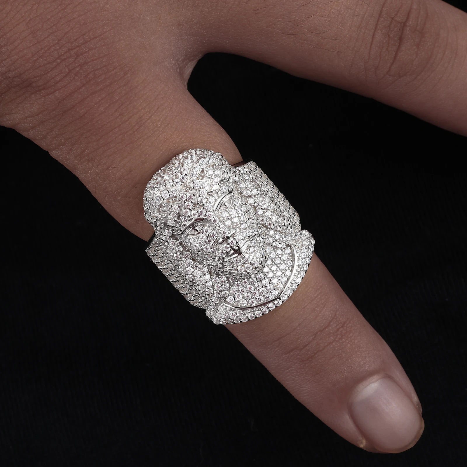 S925 Moissanite Iced Jesus Piece Ring - Different Drips