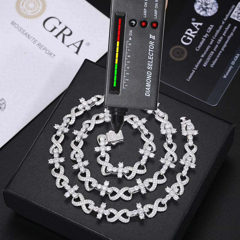 S925 Moissanite Diamond Cross / Infinity Link Chain - Different Drips