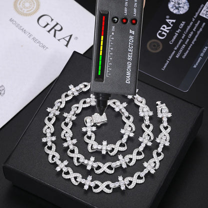 S925 Moissanite Diamond Cross / Infinity Link Chain - Different Drips